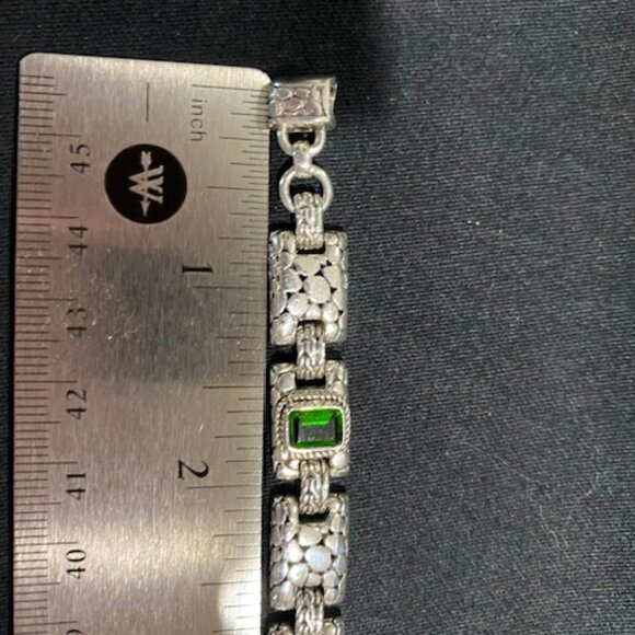 Sarda STERLING SILVER WATERMARK & CHAINLINK CHROME DIOPSIDE LINK BRACELET - Picture 3 of 4